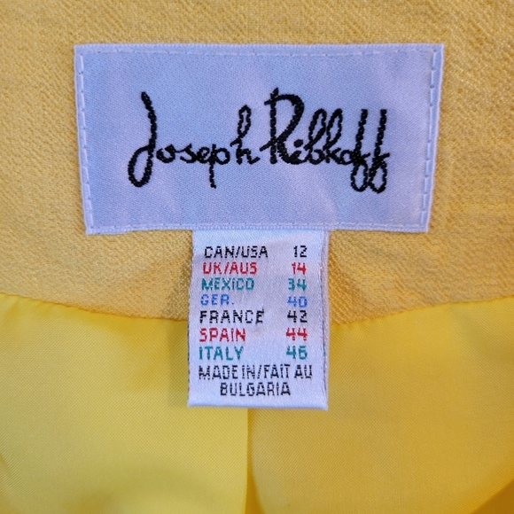 Vintage 90s Joseph Ribkoff Yellow Zip Up Semi Crop Jacket - Picture 5 of 6